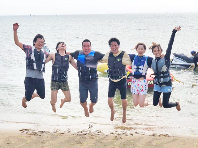 新日本エネックスBBQでバナナボート挑戦!